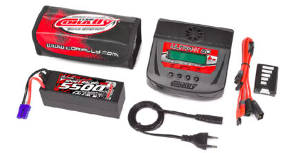 Team Corally - Energy Pack - Lipo 60C 5500Mah 4S EC-5 Hard Case + Ultra-X 80 - 1-6S AC/DC Charger + Lipo Safety Bag + Charge-Balance Lead